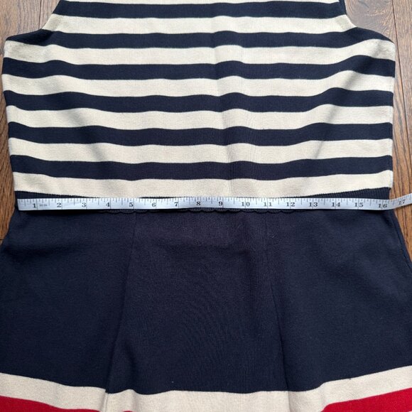 Anne Klein Sleeveless Striped Fit & Flare Knit Dress XL Navy Red Nautical Preppy - Picture 5 of 11